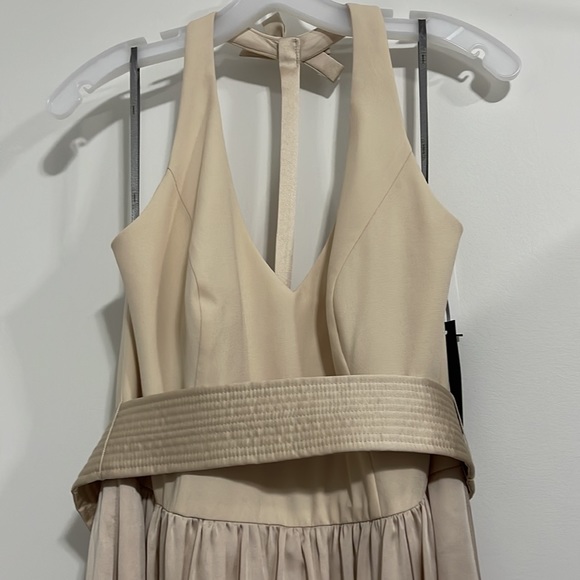 Vera Wang Long Halter V Neck Bridesmaid Dress - Picture 5 of 5